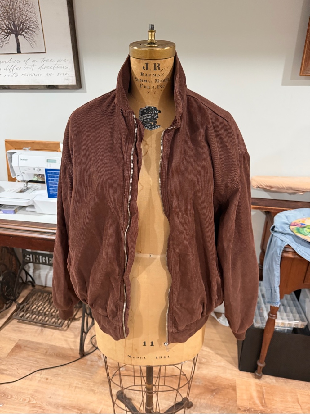 Topshop Brown Corduroy Bomber Jacket